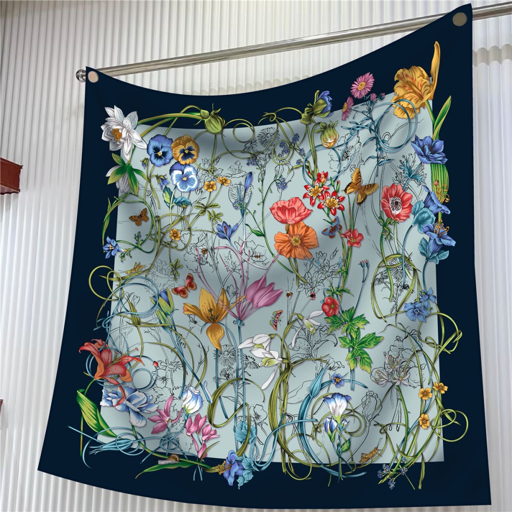 Silk Neck Scarf - Silk Scarf Women Floral Printed Square