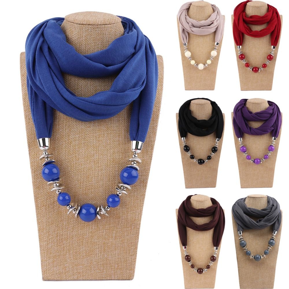 Infinity Scarf Knit - Fashion Chiffon Scarf Beaded Ethnic Style