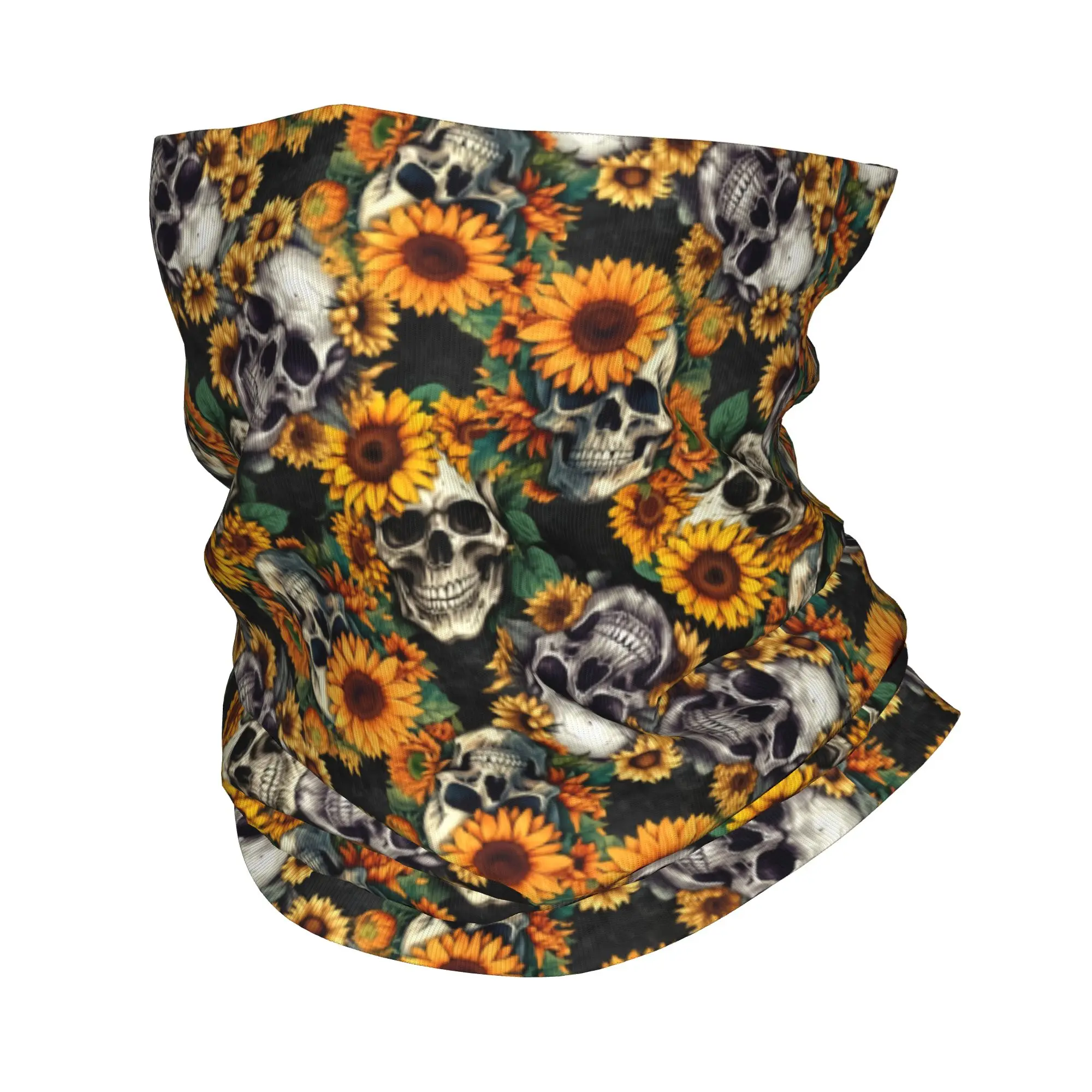 Neck Warmer Tube - New Goth Sunflower SKull Bandana Neck