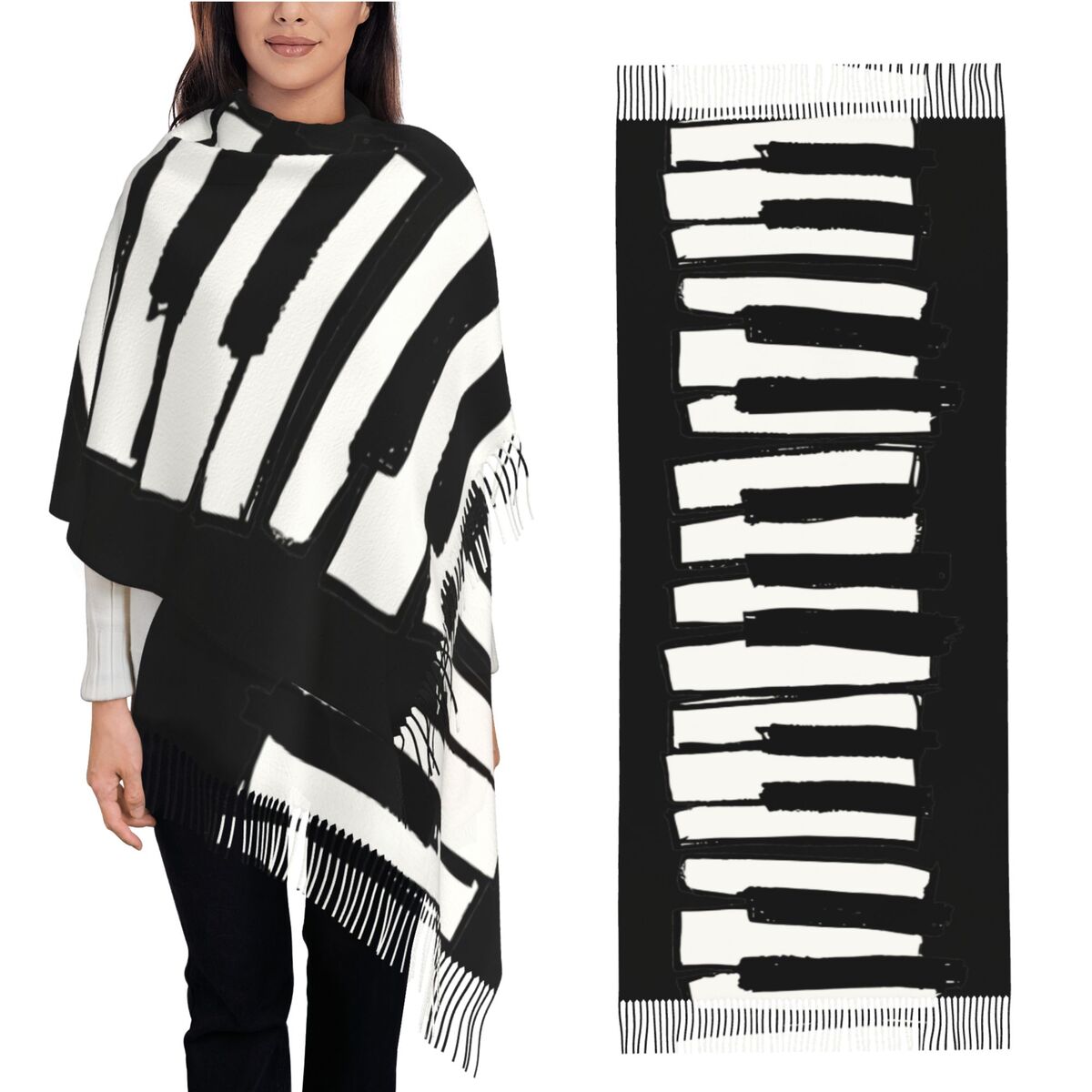 Minimalistic Piano Keys Scarf  - đánh giá và giá Pashmina Wrap Large