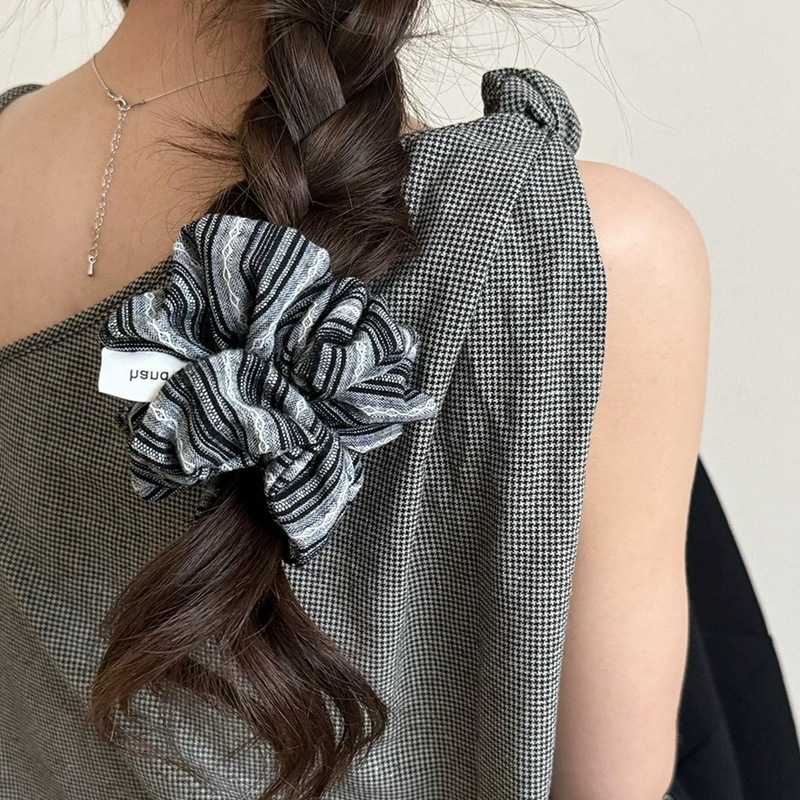 2024 Korea Fashion Stripe Hair - đánh giá và giá Silk Tie Striped