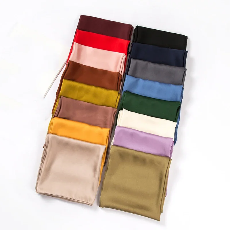 Satin Scarf Women 70cm Solid C - đánh giá và giá Ascot Neck Scarf