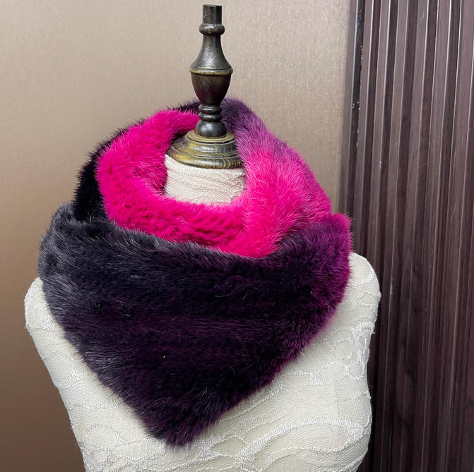 Ombre Color Genuine Mink Fur S - đánh giá và giá Infinity Scarf Knit