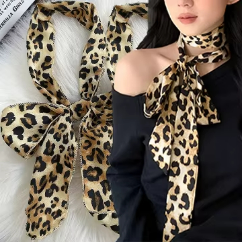 Leopard Print Scarf Retro Polk - đánh giá và giá Silk Tie Striped