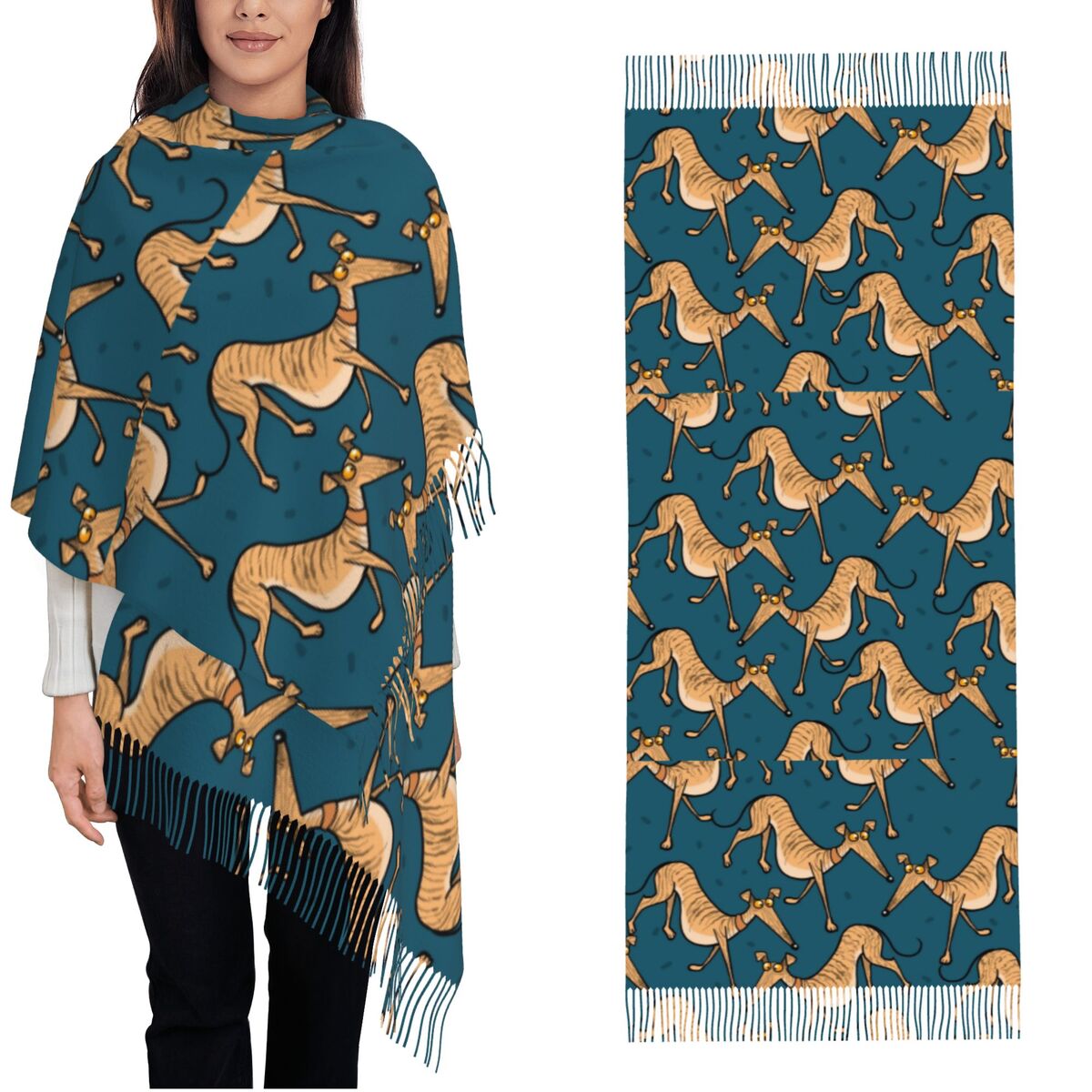 Greyhound Whippet Lurcher Dog  - đánh giá và giá Pashmina Wrap Large