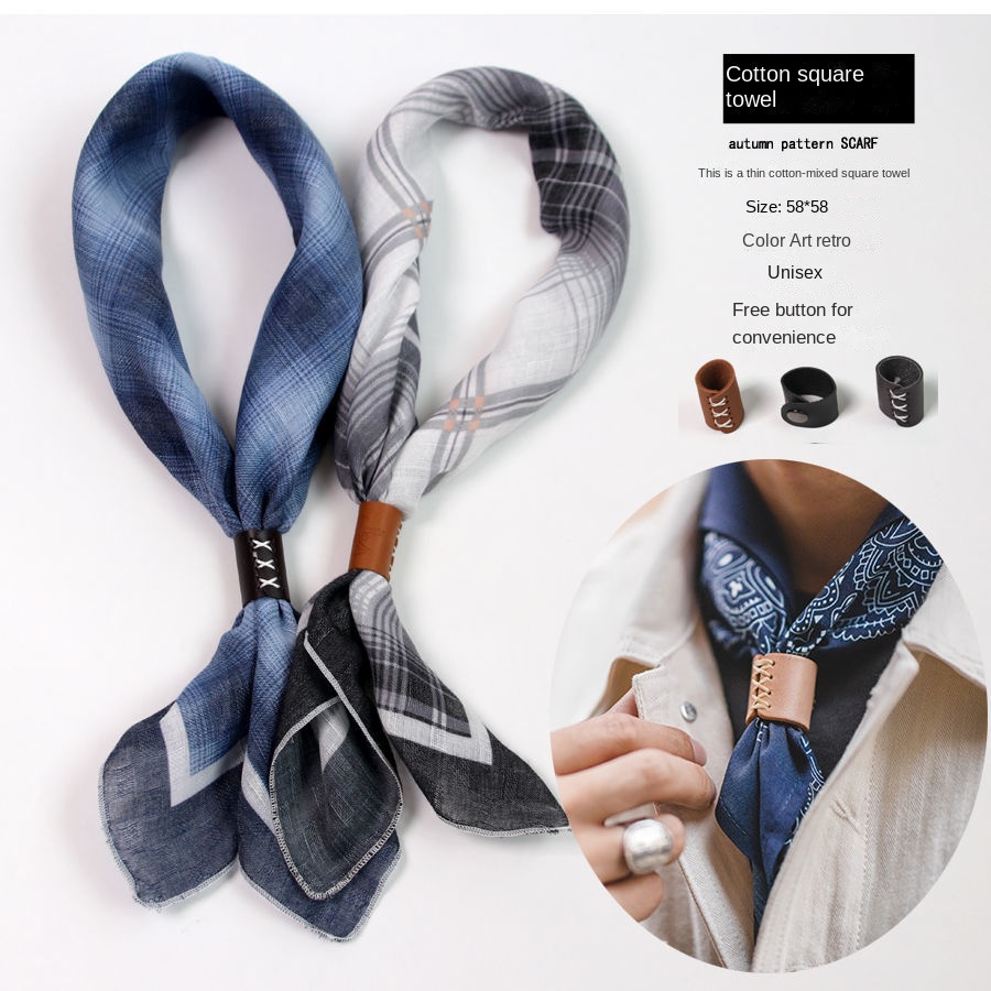 Men's Square Scarf with Button - đánh giá và giá Ascot Neck Scarf