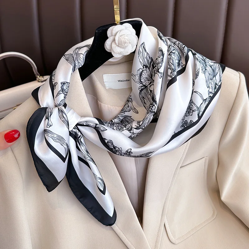 70*70cm Luxury Floral Print Si - đánh giá và giá Head Wrap Turban