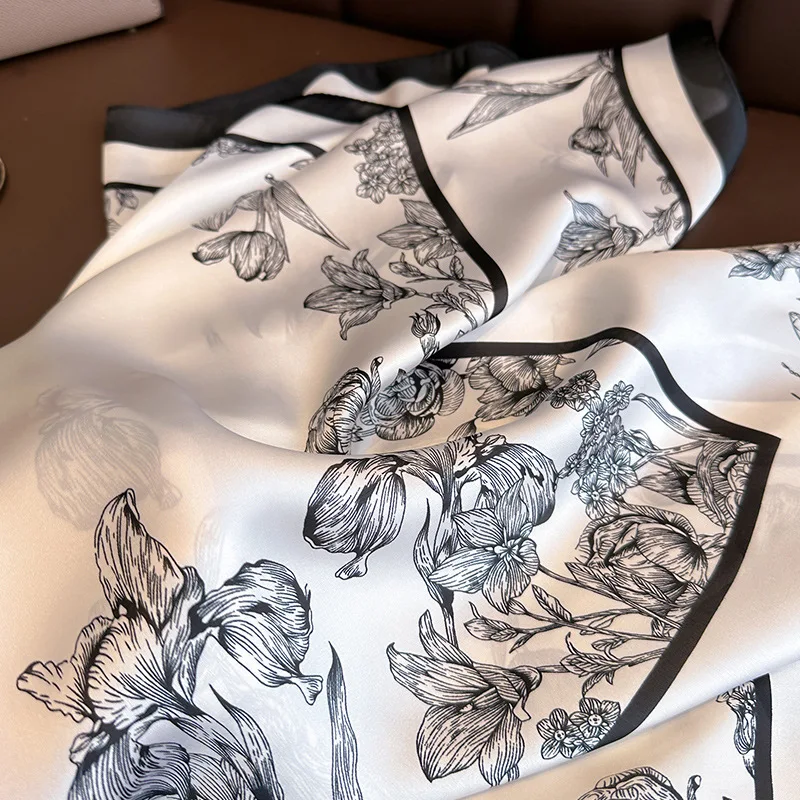 70*70cm Luxury Floral Print Si - đánh giá và giá Head Wrap Turban