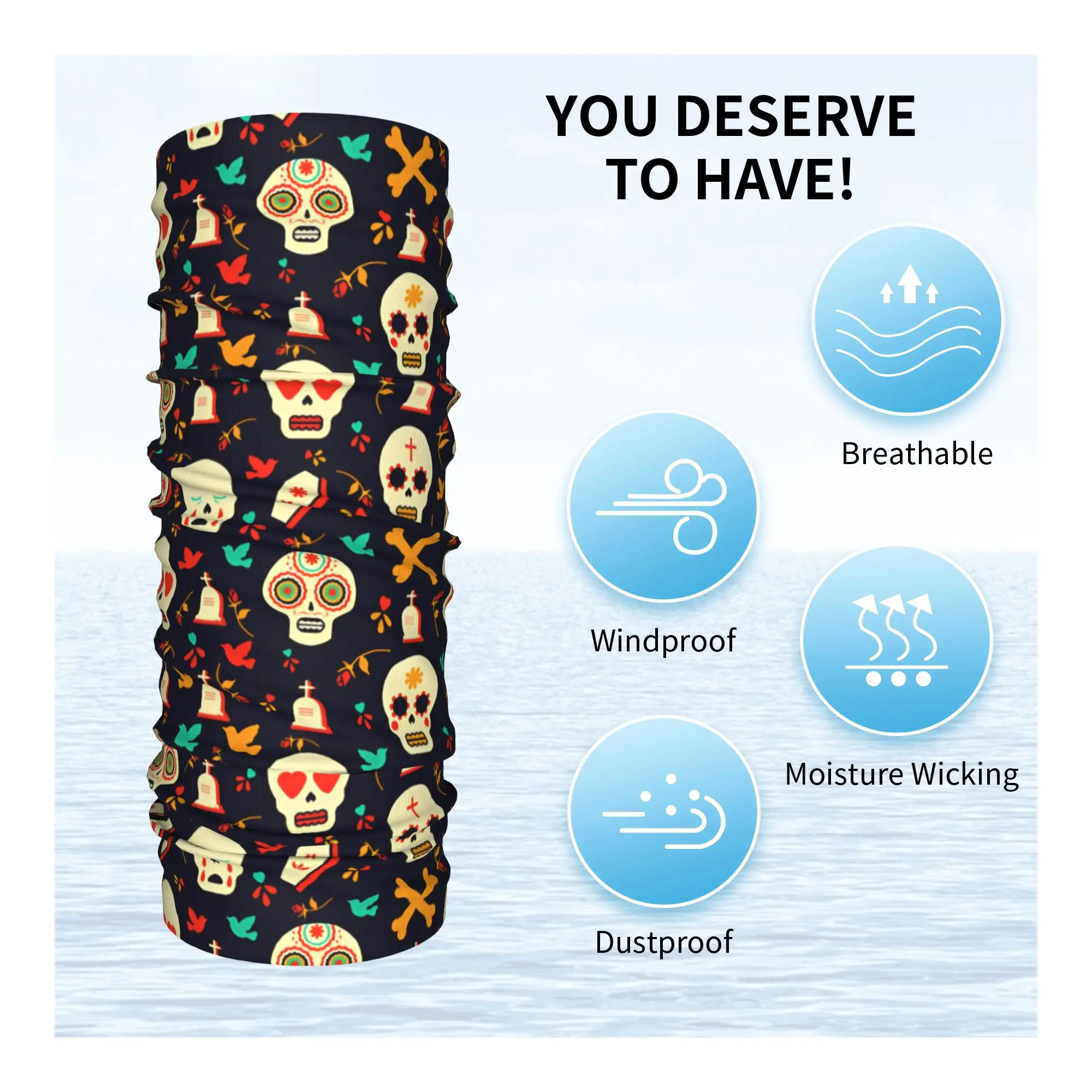 New Mexican Flower Sugar Skull - đánh giá và giá Neck Warmer Tube