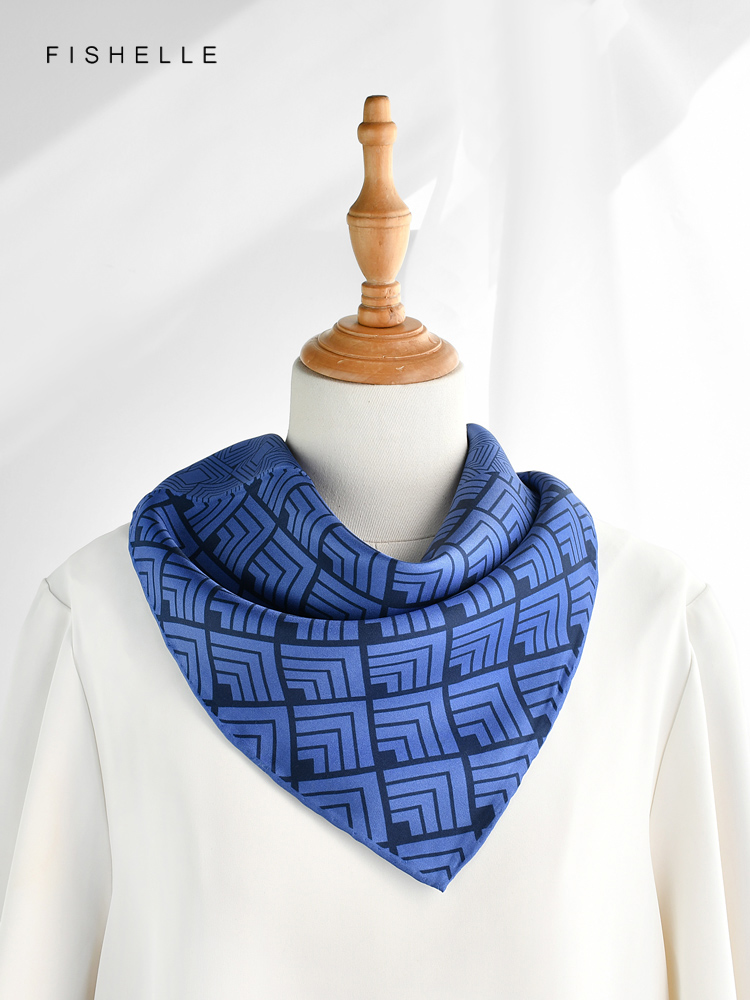 Geometric printed real silk tw - đánh giá và giá Ascot Neck Scarf